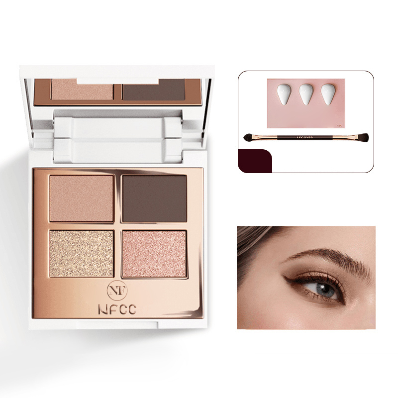 Paleta de sombras de ojos nude de lujo de 4 colores