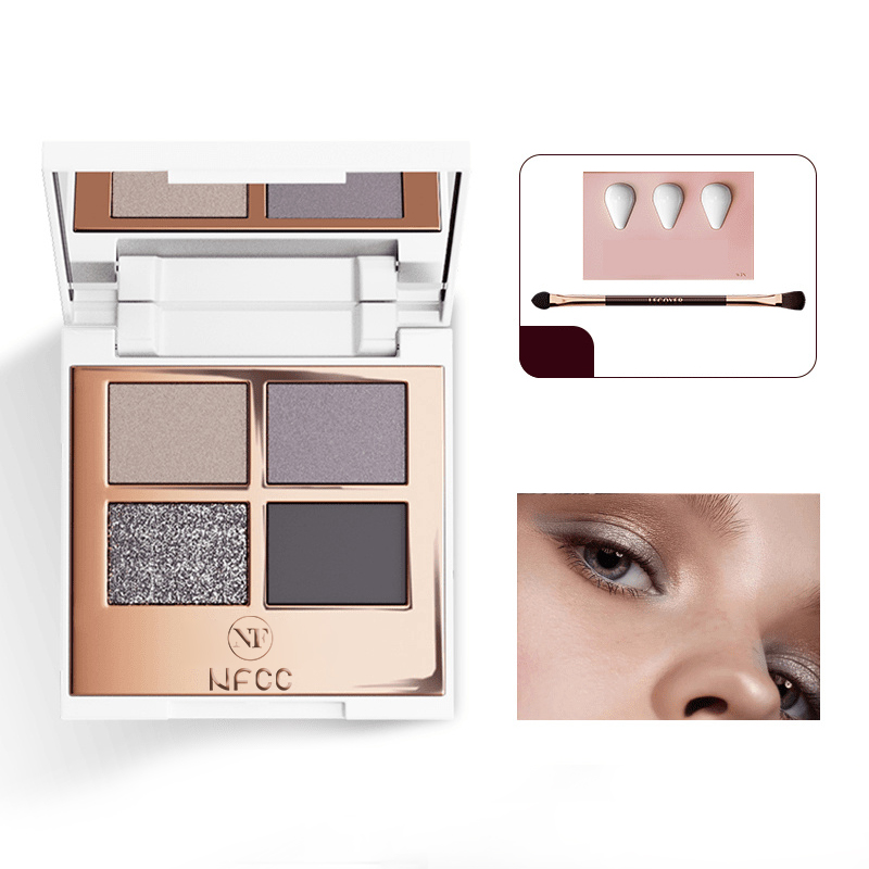 Paleta de sombras de ojos nude de lujo de 4 colores