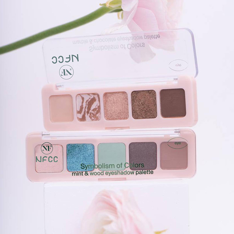 Paleta de sombras de ojos mate brillante portátil de 5 colores