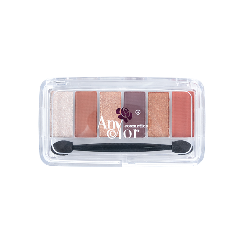 Paleta de sombras de ojos neutro de 6 colores marrones