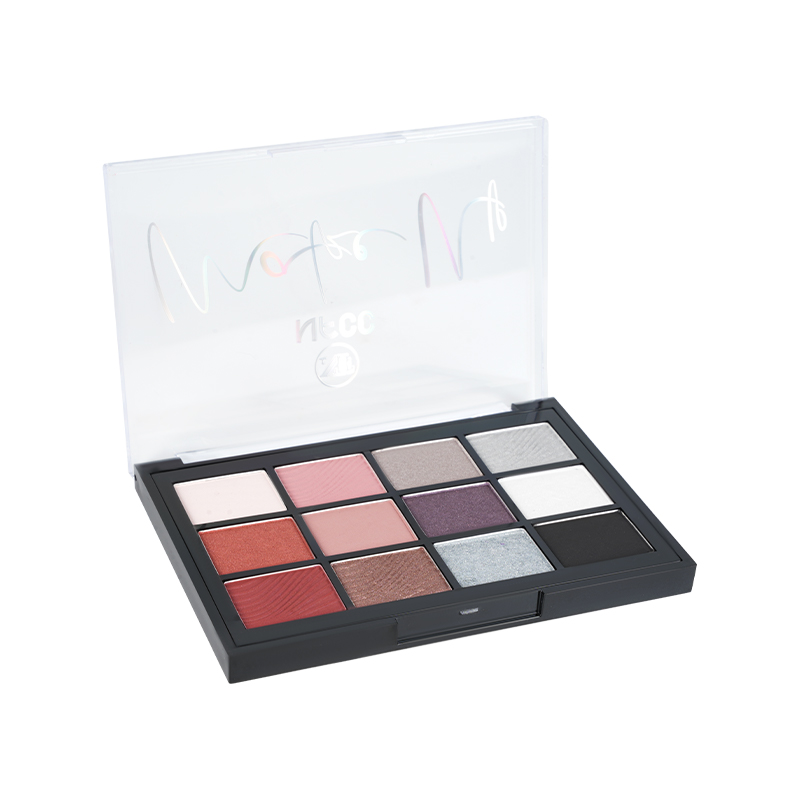 Paleta de sombras de ojos matas y brillantes calientes de color cálido y brillo
