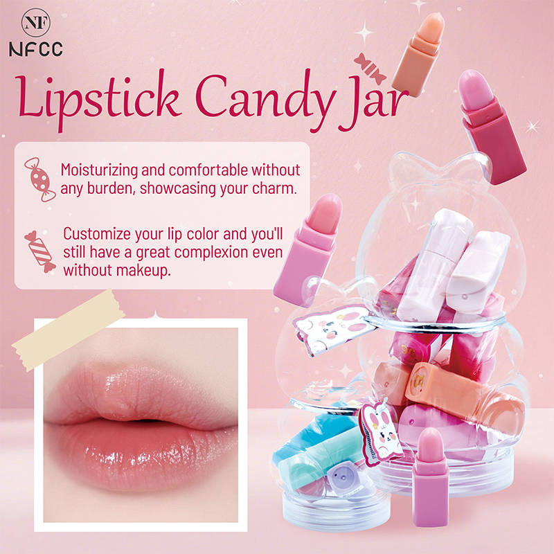 Tarro de caramelos de lápiz labial